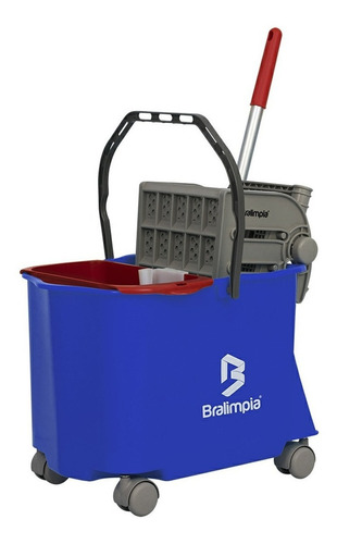 Imagem 4 de 7 de Kit Carrinho + Cabo + Mop Úmido Doblo Flex 20 Bralimpia Azul