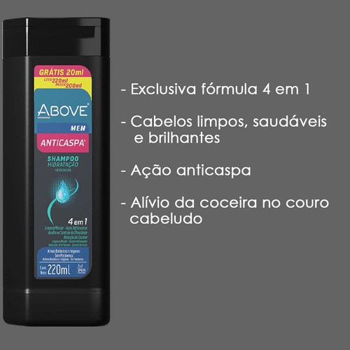 Kit 3 Und Shampoo Above Anticaspa Men 4 Em 1 325ml
