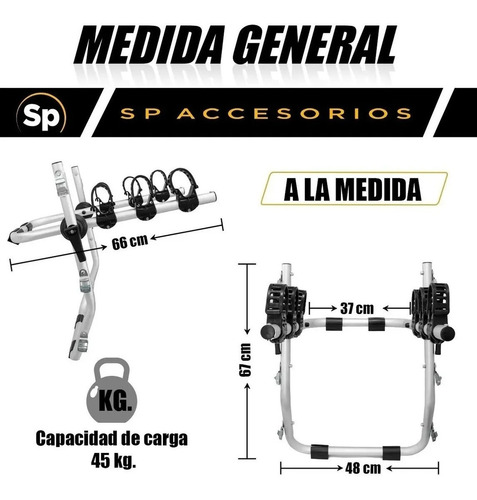 Imagen 6 de 8 de Rack Portabicicletas Hollywood F2 Para 3 Bicicletas Cajuela