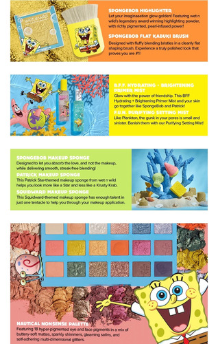 Kit Maquiagem Bob Esponja, Squarepants Wet N Wild Importado.