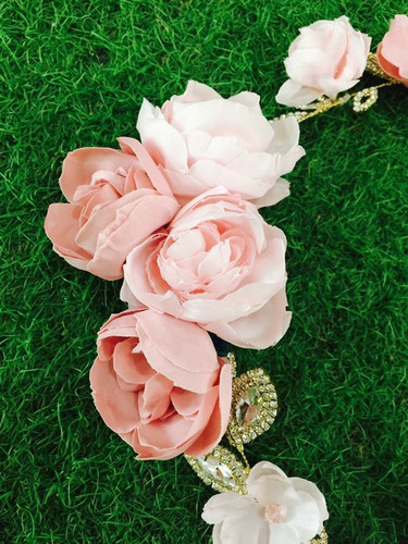 Tiara De Flores Con Hojas De Cristal