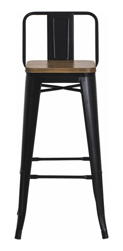 Imagem 7 de 10 de Banqueta Tolix Iron Assento Madeira Preto Fosco