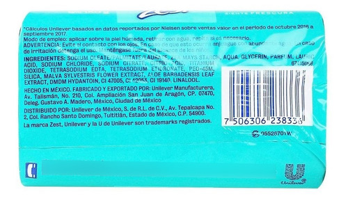 Jabon Zest Aqua, Caja Con 48 Piezas