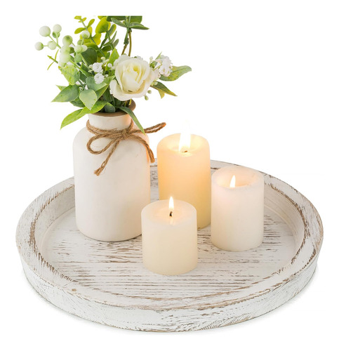 Bandeja Decorativa De Madera Para Velas Y Centros De Mesa
