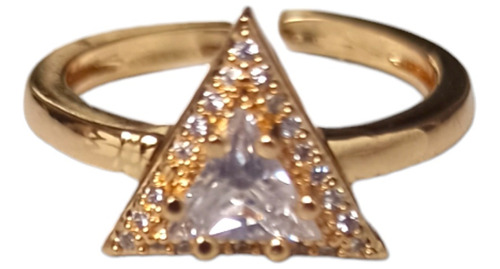 Anillo Ajustable Triangulo Halo Circonia Oro Laminado 18k