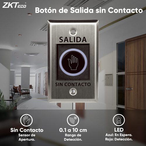 Zkteco Control De Acceso Profesional De Huella Modelo Ma500pak / Tarjeta Y Password / Ip65 / Con Contrachapa Magnética De 200kg , Soporte De Fijación Zl Y Botón De Salida No Touch