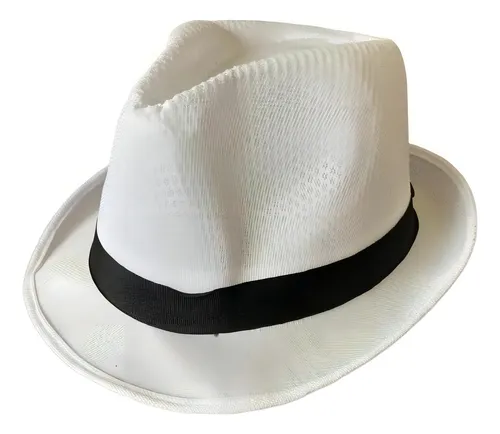 Kit de 5 sombreros tejidos Malandro blancos con fantasía negra