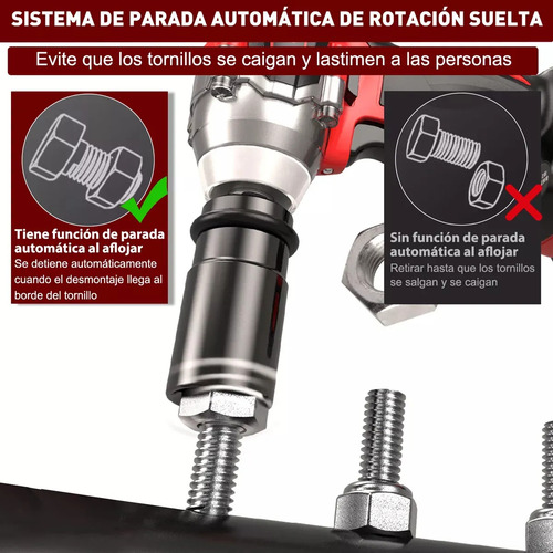 Pistola Llave de impacto inalámbrica Conentool de 850 nm, iones de litio, 2 baterías, color rojo, 127 V, 800 W