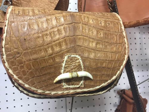 Cartera De Cocodrilo Cosida A Mano Única