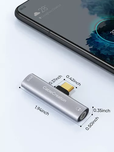  CableCreation Adaptador USB C a auriculares y cargador de 0.138  in, 2 en 1 tipo C a audio de alta resolución de 0.138 in con carga rápida  PD, compatible con iPhone