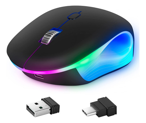 Dancesoul Wireless Mouse, Con Una Luz De Arco Iris De Click