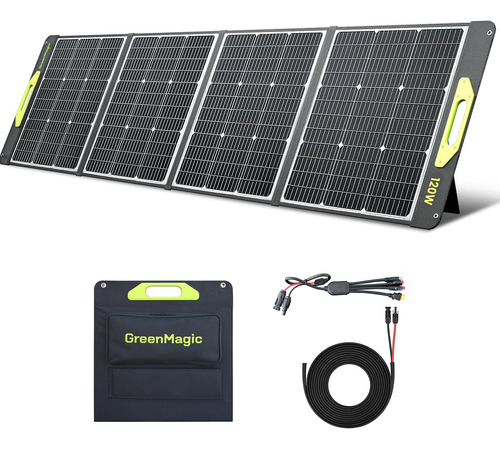 Panel Solar Portátil Greenmagic De 120w Plegable Y Resistent
