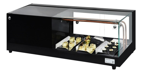 Vitrine Refrigerada Beta Preta Vidro Reto Sushi 90cm Omega