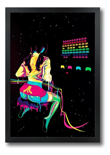 comprar Quadro Videogame Geek Gamers Com Moldura A4 30 X 21 Cm A