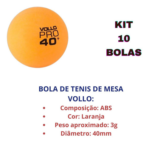 Kit Com 10 Bolas De Ping Pong Tênis De Mesa Vollo Promoção