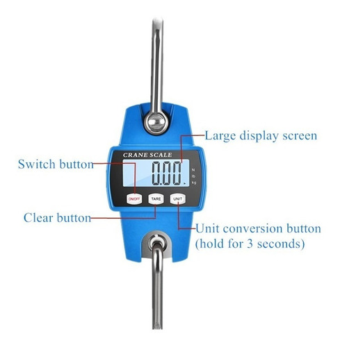 Báscula Lcd Digital Portátil Industrial Para Colgar 4-300 Kg