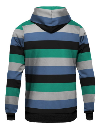 Imagem 1 de 2 de Blusa Moletom Capuz Ziper Listras Listrado Vintage Retro