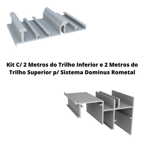 4x 2 Metros Trilho Superior+2 Inferior Sistema Dominus