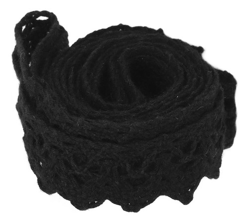 Fita De Tecido De Renda, Fio De Algodão, 20 Jardas, Preto, D