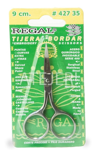 Tijera Para Bordar Curva Marca Regal Art 42735 De 9 Cm