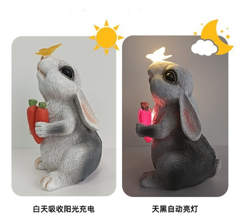 Lámpara Solar De Jardín Con Forma De Conejo, Diseño De Conej