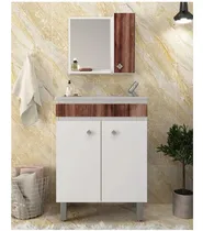 Comprar Mueble De Baño Con Patas 1 Puerta Y Botiquin Bacha Y Espejo Mdf Muebles Web