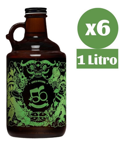 Sixpack Growler Cerveza Artesanal +56 Ipa 1 Litro Vidrio