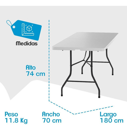 Imagen 6 de 6 de Mesa Plegable Portafolio Plastico 1.80m Resistente Ms