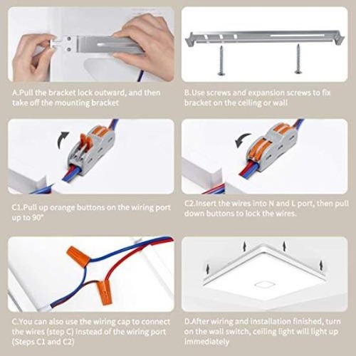 Airand Lámparas De Techo Led Montaje Empotrado 12.8 Pulgadas