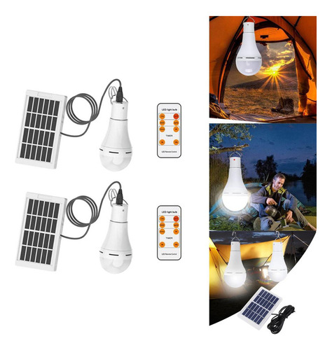 2x Lámpara Led Solar Portátil Tienda De Jardín Al Aire Libre