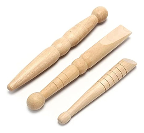 Set De 3 Palos De Masaje Tradicionales Tailandeses De Madera