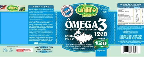 Imagem 2 de 3 de Ômega 3 120 Cápsulas 1200 Mg - Epa 780 / Dha 488