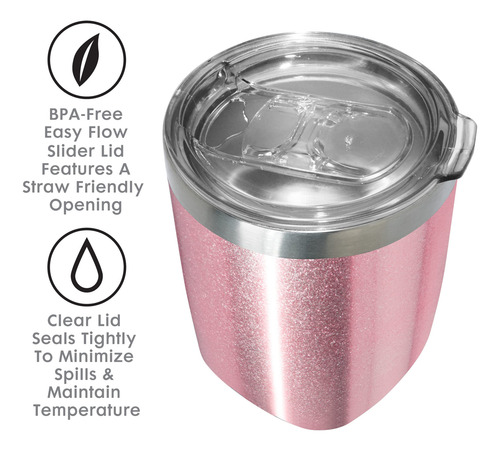 Vaso Aislado Acero Inoxidable 10 Onzas Color Rosa Brillante