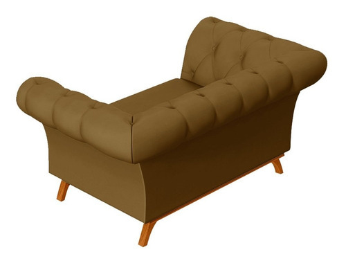 Sofá Para Sala De Estar 150cm Império Veludo Mostarda Cor Amarelo Desenho Do Tecido Liso
