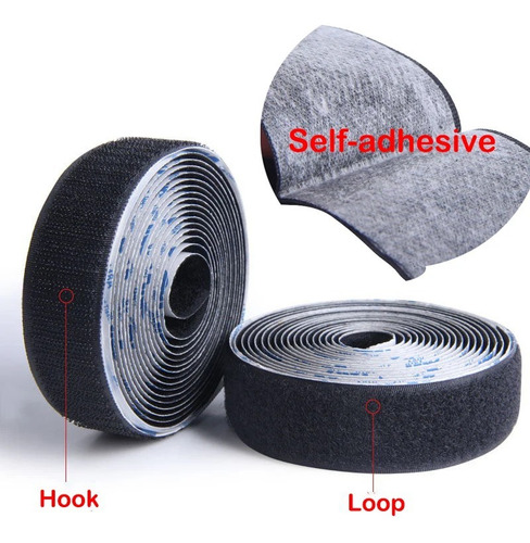 Velcro Contactel Negro Con Auto Adhesivo 1mt X 5 Cms - Negro