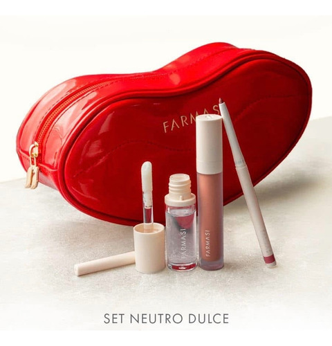 Set Bésame Mucho Farmasi Labial Delineador Gloss Cosmetiquer Neutro Dulce