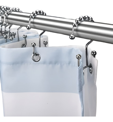 Ganchos Cortina De Baño Acero Inoxidable Doble Circulación Plata
