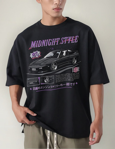 Remera Oversize Nissan 180sx 90's Midnight Style Urban Japan