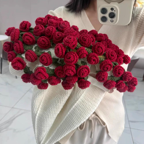 Manta Tejida A Ganchillo Con Forma De Ramo De Rosas Para Dec