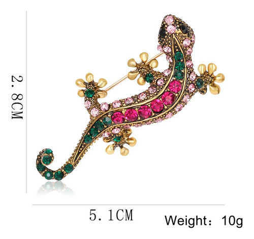 Rhinestone Gecko Animal Pattern Pins Colorful Crystal Collar
