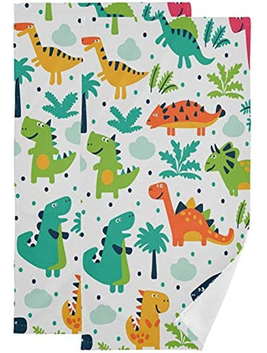 Cute Dinosaur Hand Towels Palm Dino Dragon Toalla Juego De 2