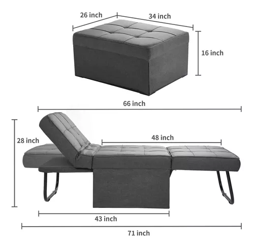 Saemoza Sofá cama, silla cama cama 3 en 1 plegable multifunción otomana,  silla de dormir, reclinable ajustable, sofá, cama, silla de cama individual