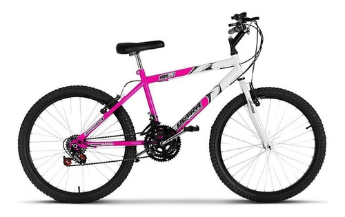 Bicicleta  de passeio Ultra Bikes Bike Aro 24 bicolor 18 marchas freios v-brakes cor branco/rosa