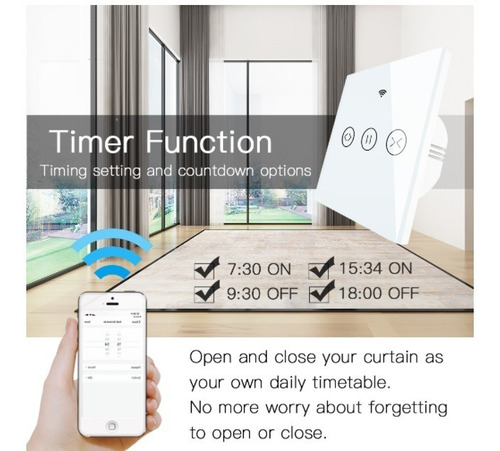 Imagem 8 de 10 de Kit 4 Interruptores Cortina 1 Tecla Wifi Alexa, Google Home
