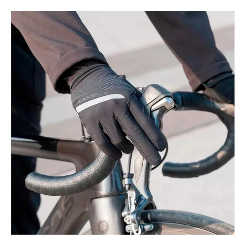 Guantes Largos Ciclismo Rockbros S247-1 Gel Reflectivos Negro Xxl