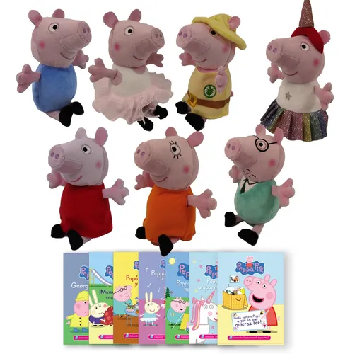 Peluches Peppa Pig 20 Cm X 7 Unidades- Familia+ Peppa Hobbie