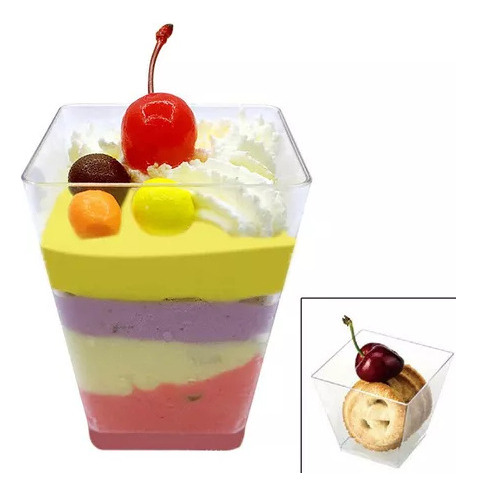 Mini Vaso Pirámide De Plástico Elegante For Postres 100