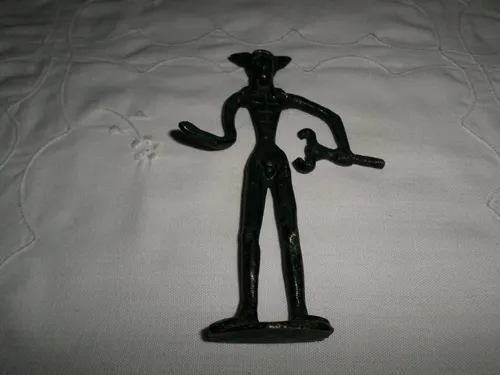 Antigua Figura De Bronce Patina Verde Hermes 14,5 Cm Alto (Usado)