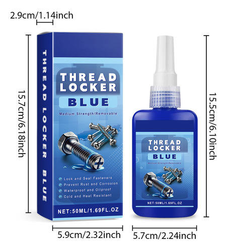 N Thread Lock, 50 Ml, Azul 242 Y 50 Ml, Rojo 271 Medium Star