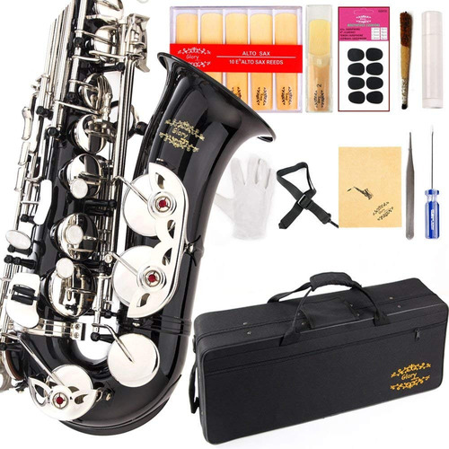 Saxofon Alto Negro De Glory Con Funda Y Accesorios (xmp)